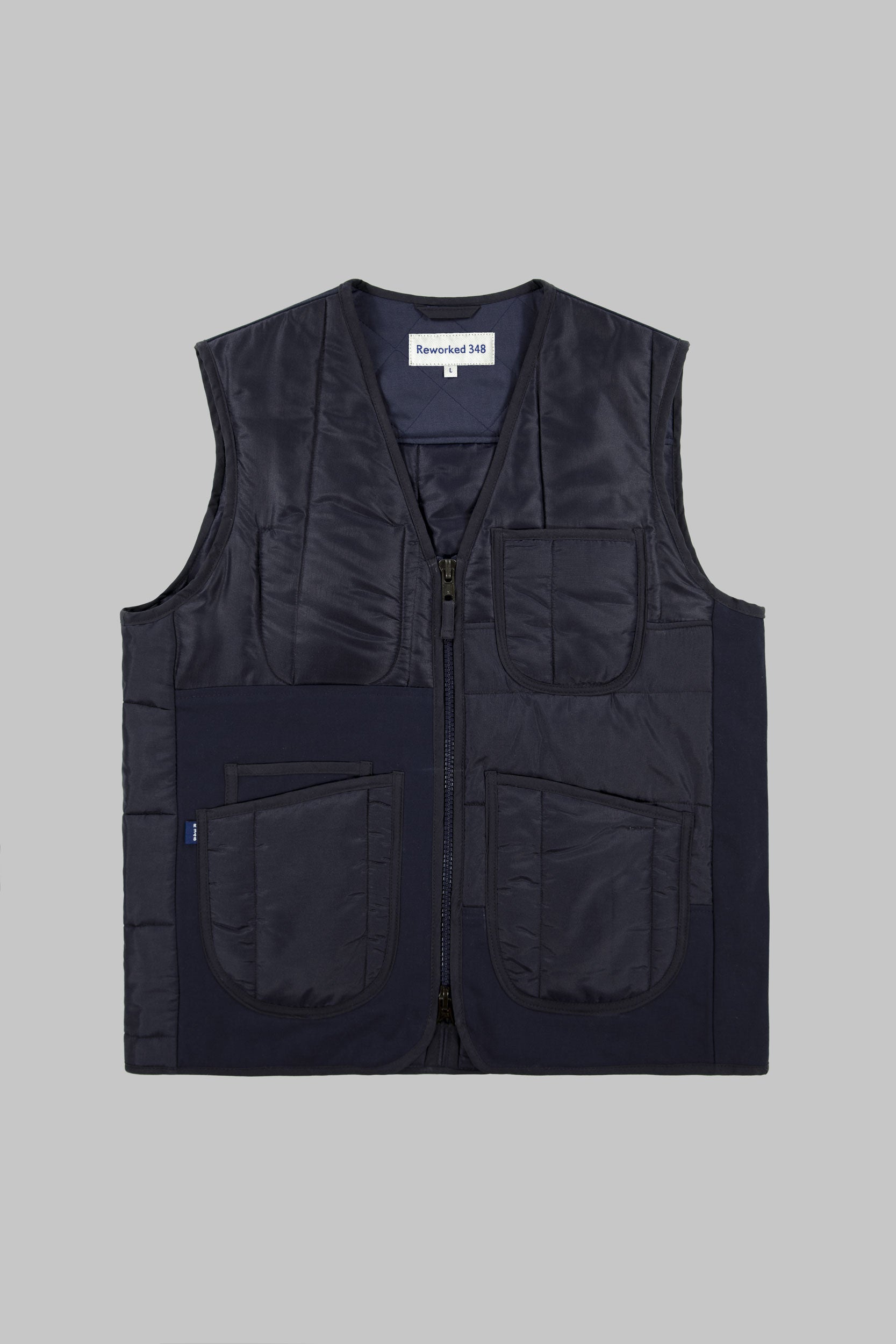 Aviator Cotton Canvas Panel V Vest Blue