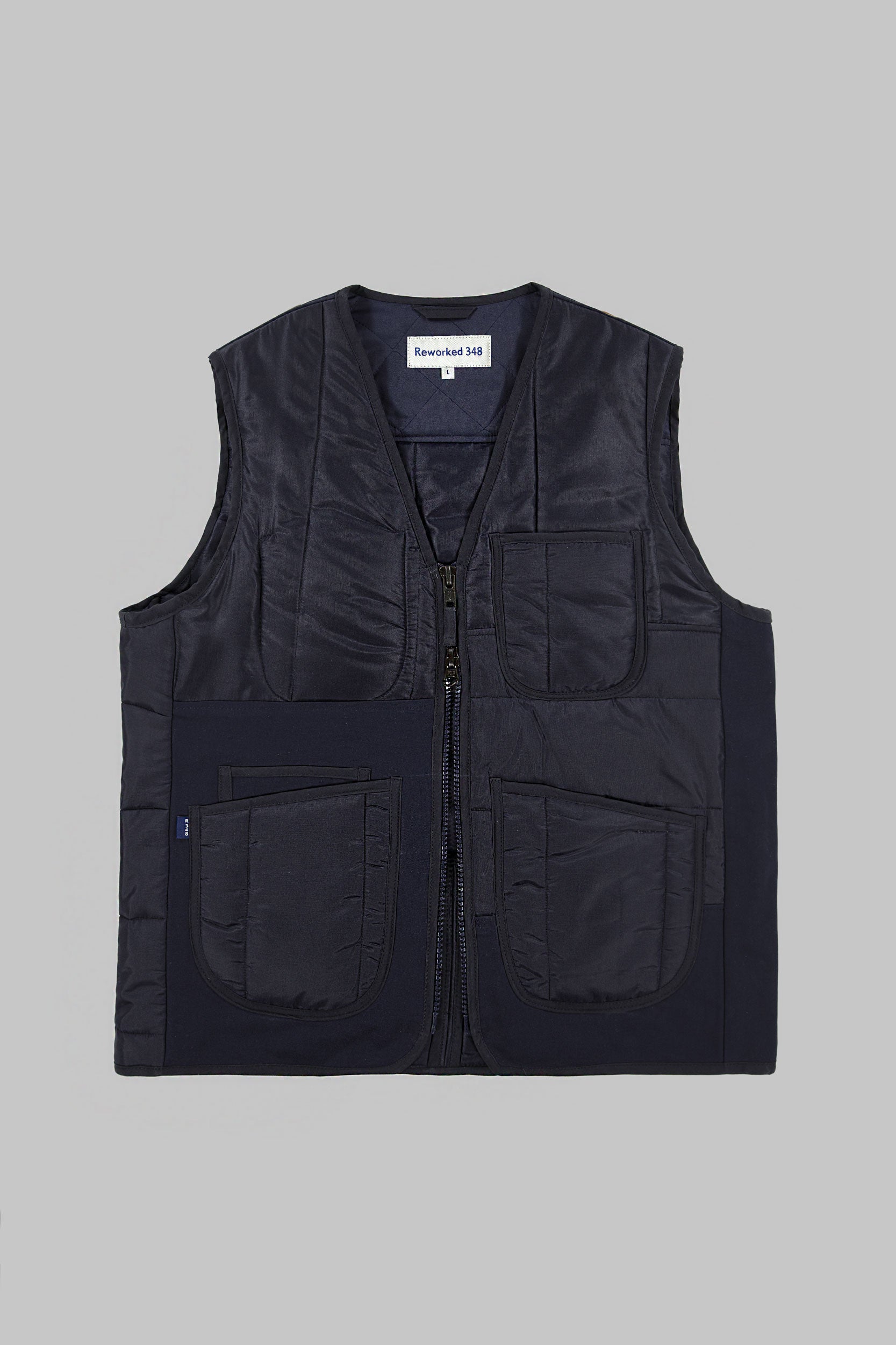 Aviator Cotton Canvas Panel V Vest Blue