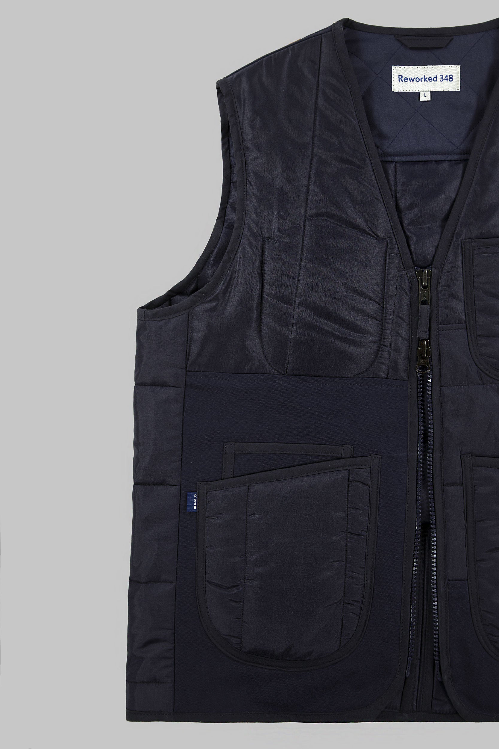 Aviator Cotton Canvas Panel V Vest Blue