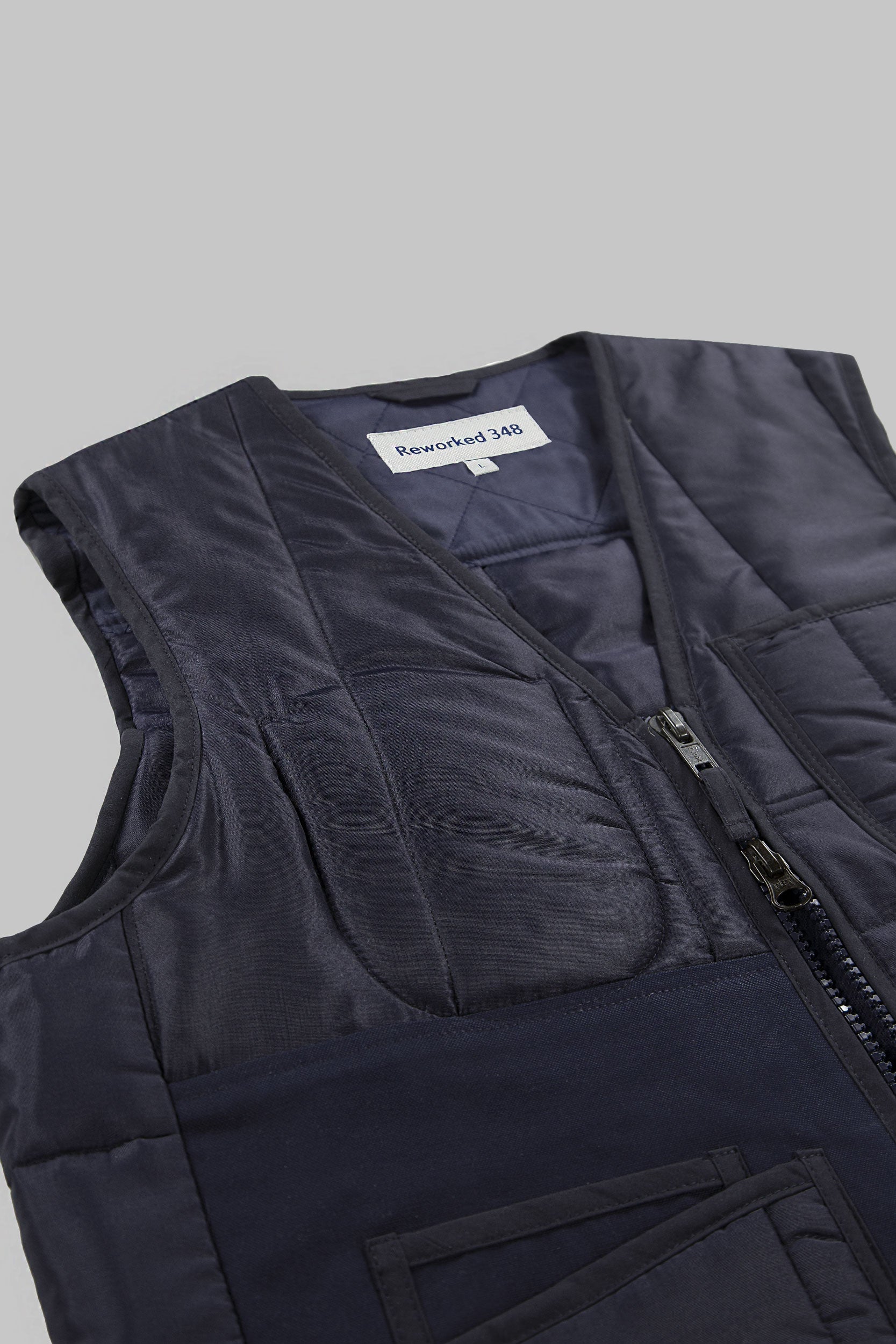 Aviator Cotton Canvas Panel V Vest Blue