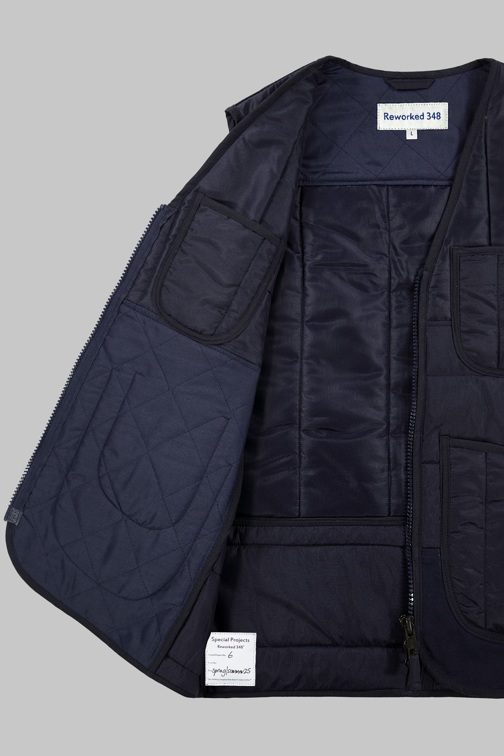 Aviator Cotton Canvas Panel V Vest Blue