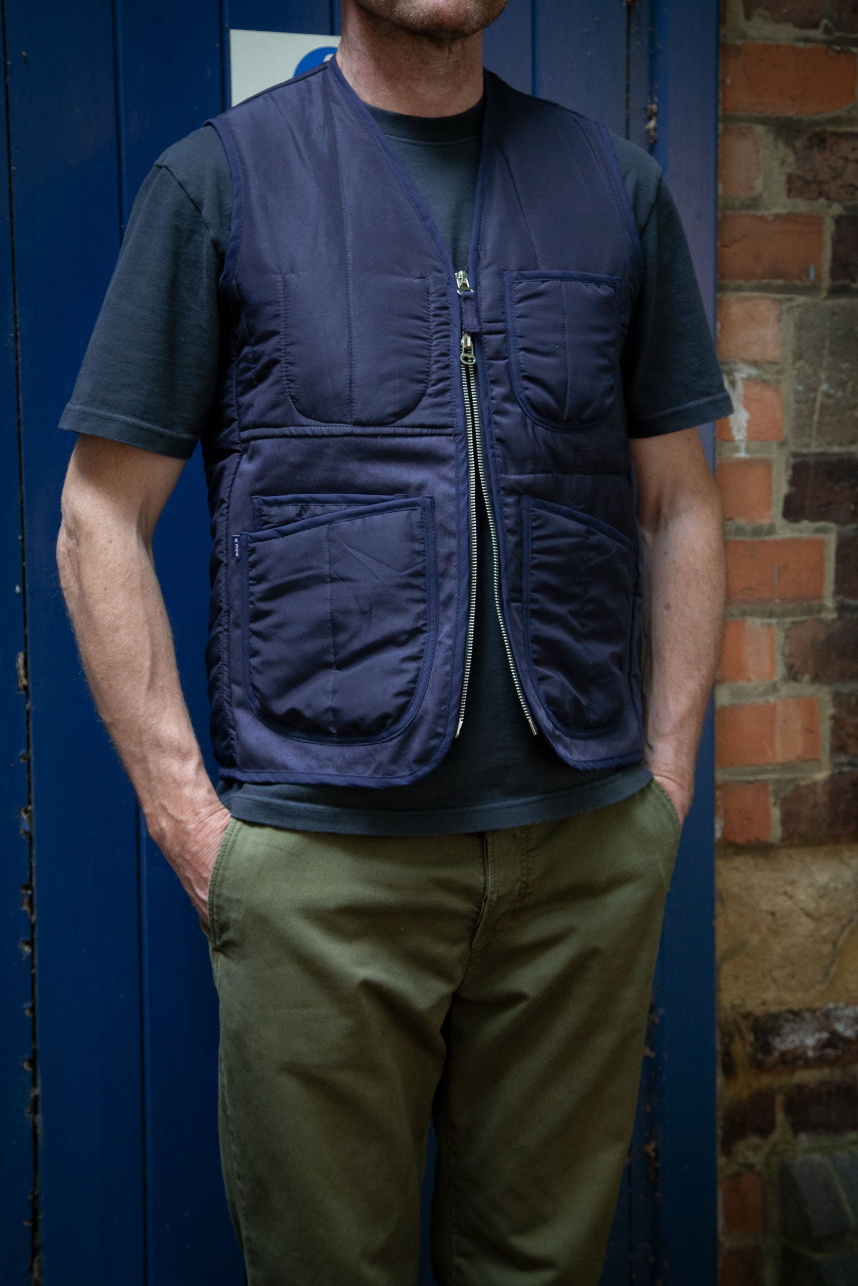 J Smith & Co Pilot Panel V Vest Indigo