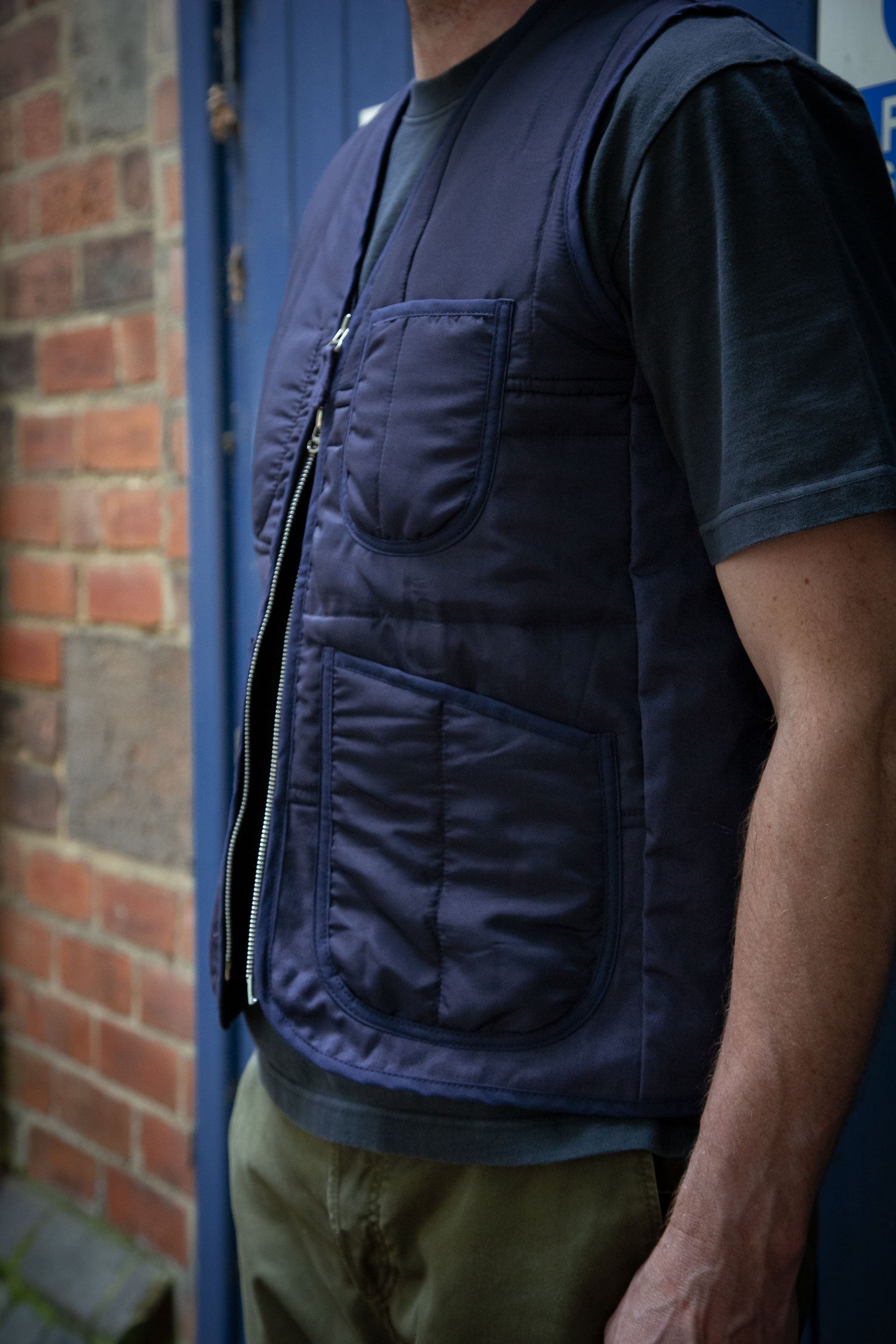 J Smith & Co Pilot Panel V Vest Indigo