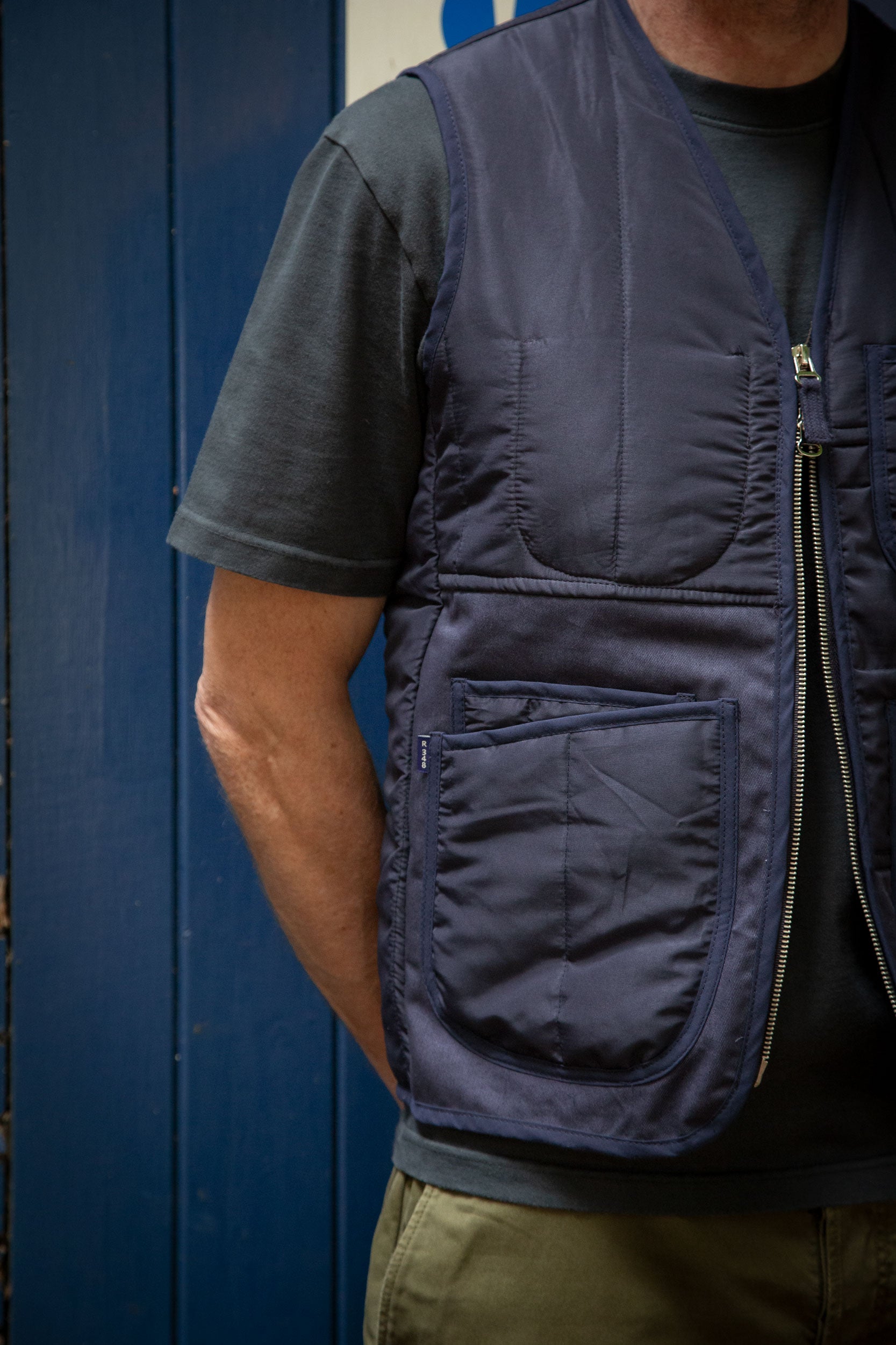 J Smith & Co Pilot Panel V Vest Indigo