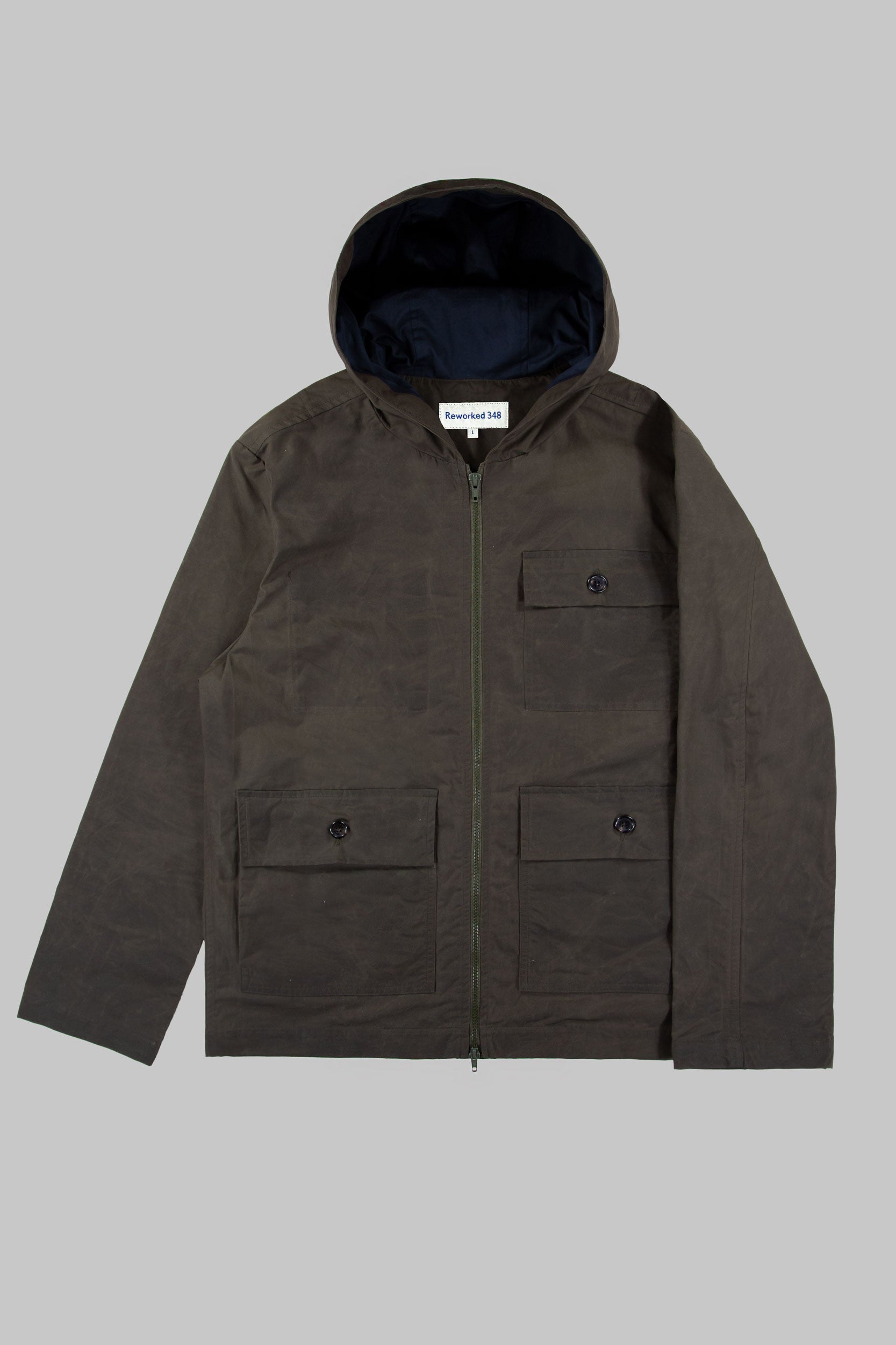 SP Hooded Wax Tech Jacket Khaki